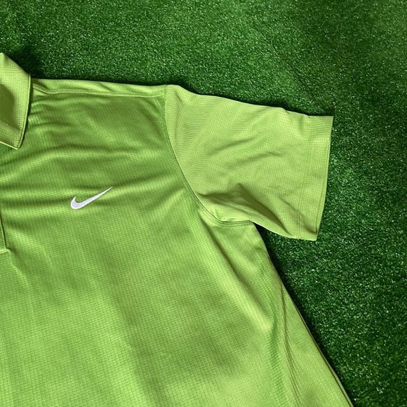 Nike Golf Men's Dri-Fit Embroidered Logo Checkers Green Golf Polo Shirt Size L - Picture 7 of 11